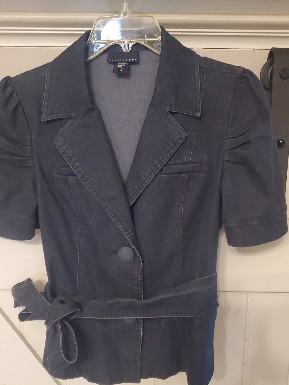 Apostrophe Dark Blue Short-Sleeve Tie-Waist Blazer